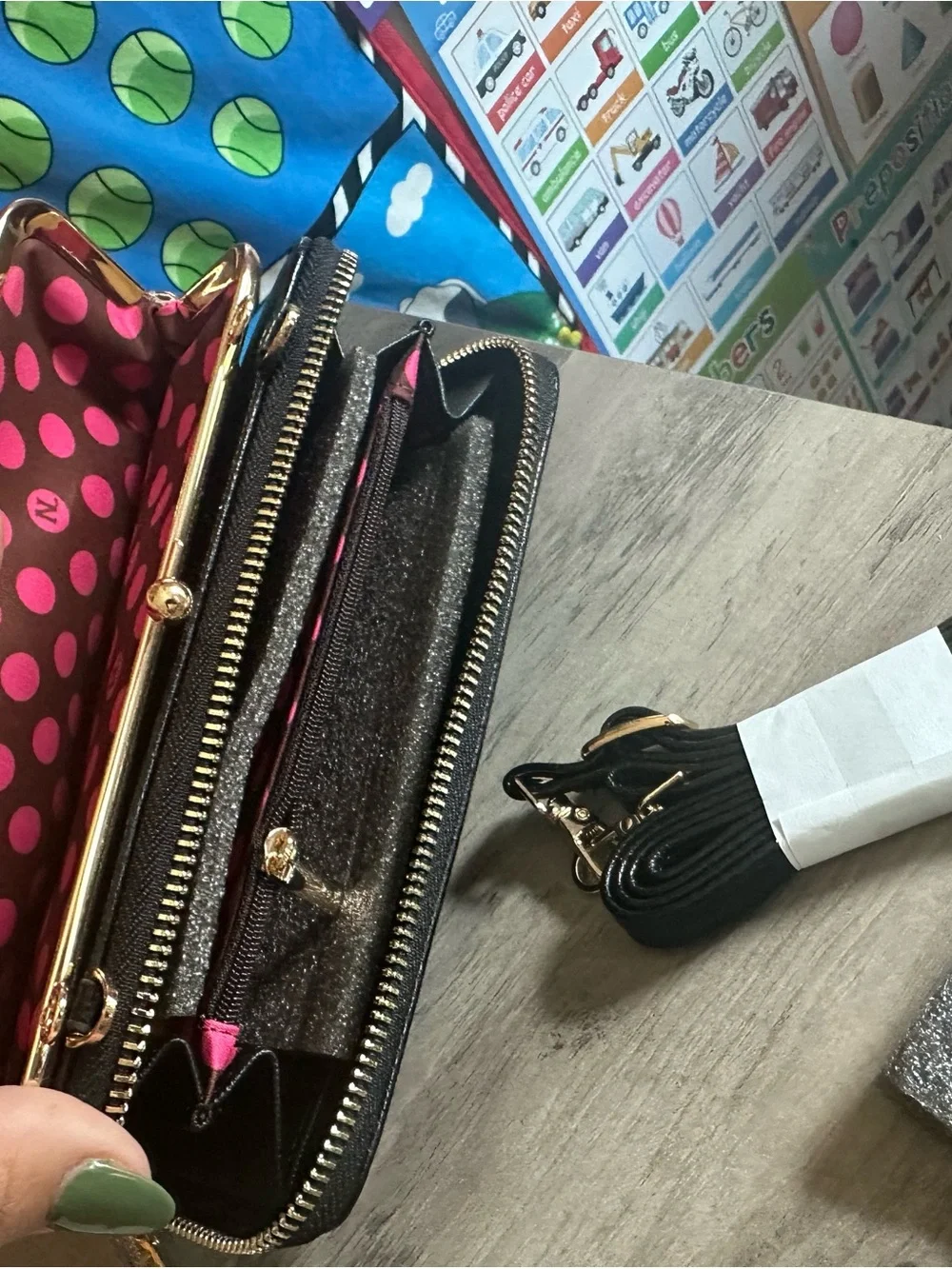 Nicole Lee Black & Pink City Skyline Frame Crossbody Clutch